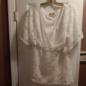 Women new off white/ivory lace blouse size 2x